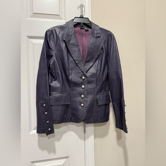 CAMI  NYC Leather Blazer Purple size medium - Picture 1 of 11